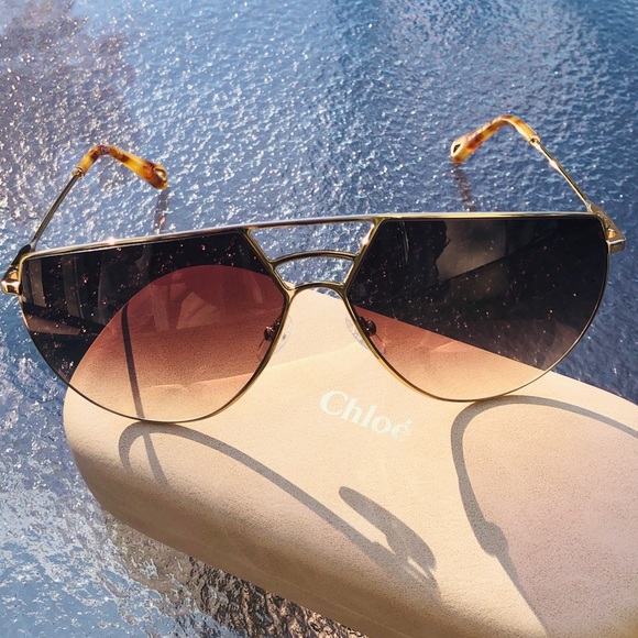 NEW Chloe sunglasses Authentic Gold Metal aviator - Picture 4 of 6